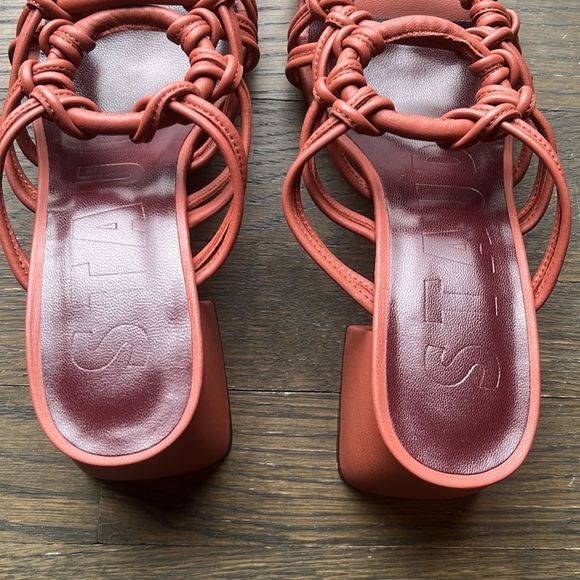 STAUD Adeline Knotted Leather Heels in Spice - Picture 4 of 6